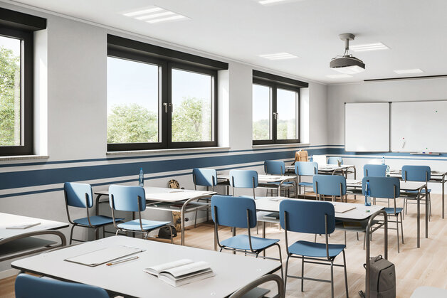 Aluminiumfenster in einerm Klassenzimmer